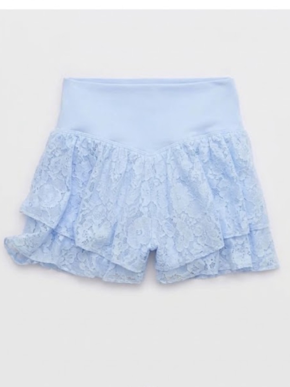 OFFLINE by Aerie Real Me Lace Flowy Shorts in Light Blue
